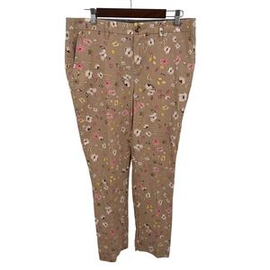 Tommy Hilfiger Womens 10Pants Tan Pink‎ Yellow Brown Floral Chino Khaki Casual
